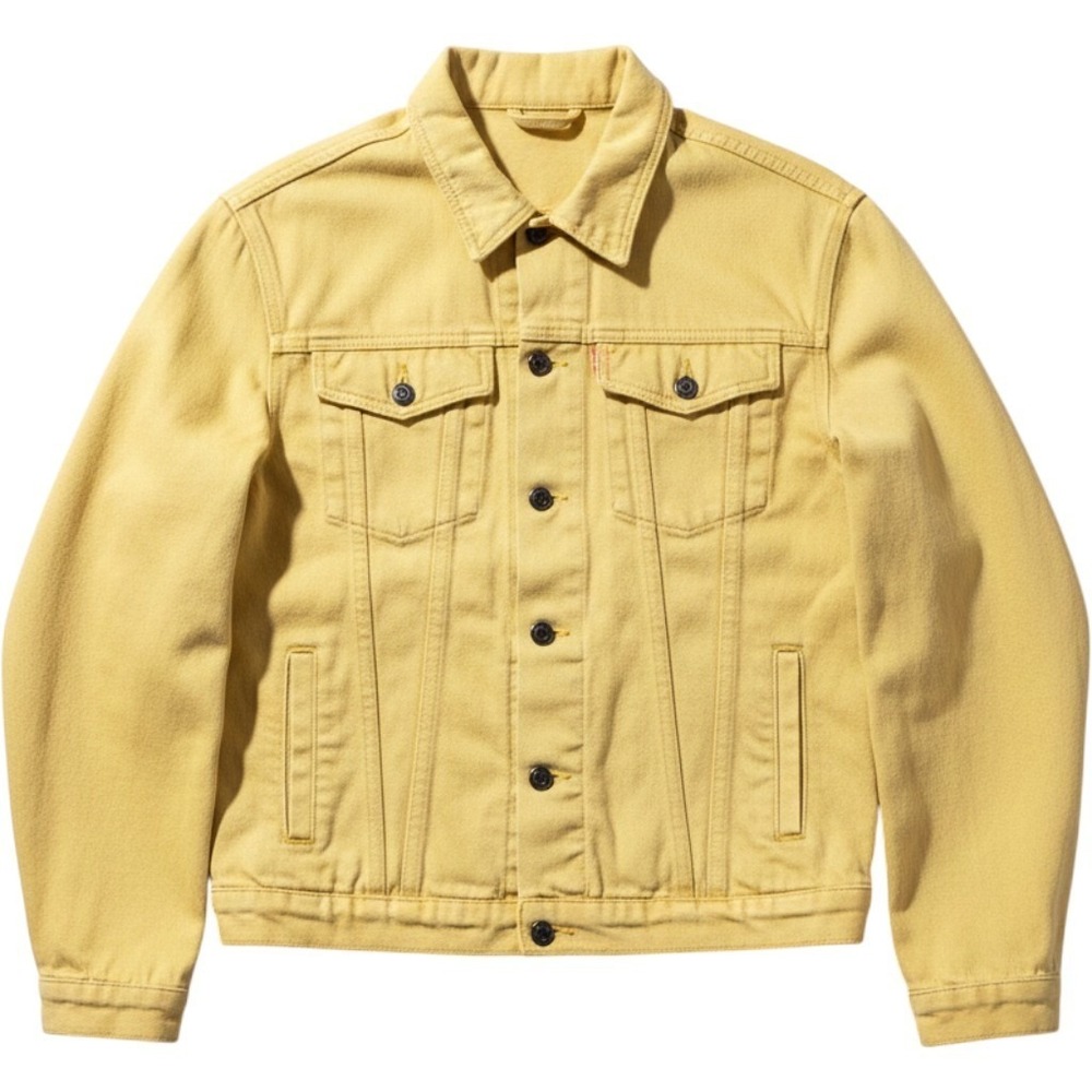 Elia Cher Jacket Womens Large Yellow Denim Snap Front Collared Pockets Unlined